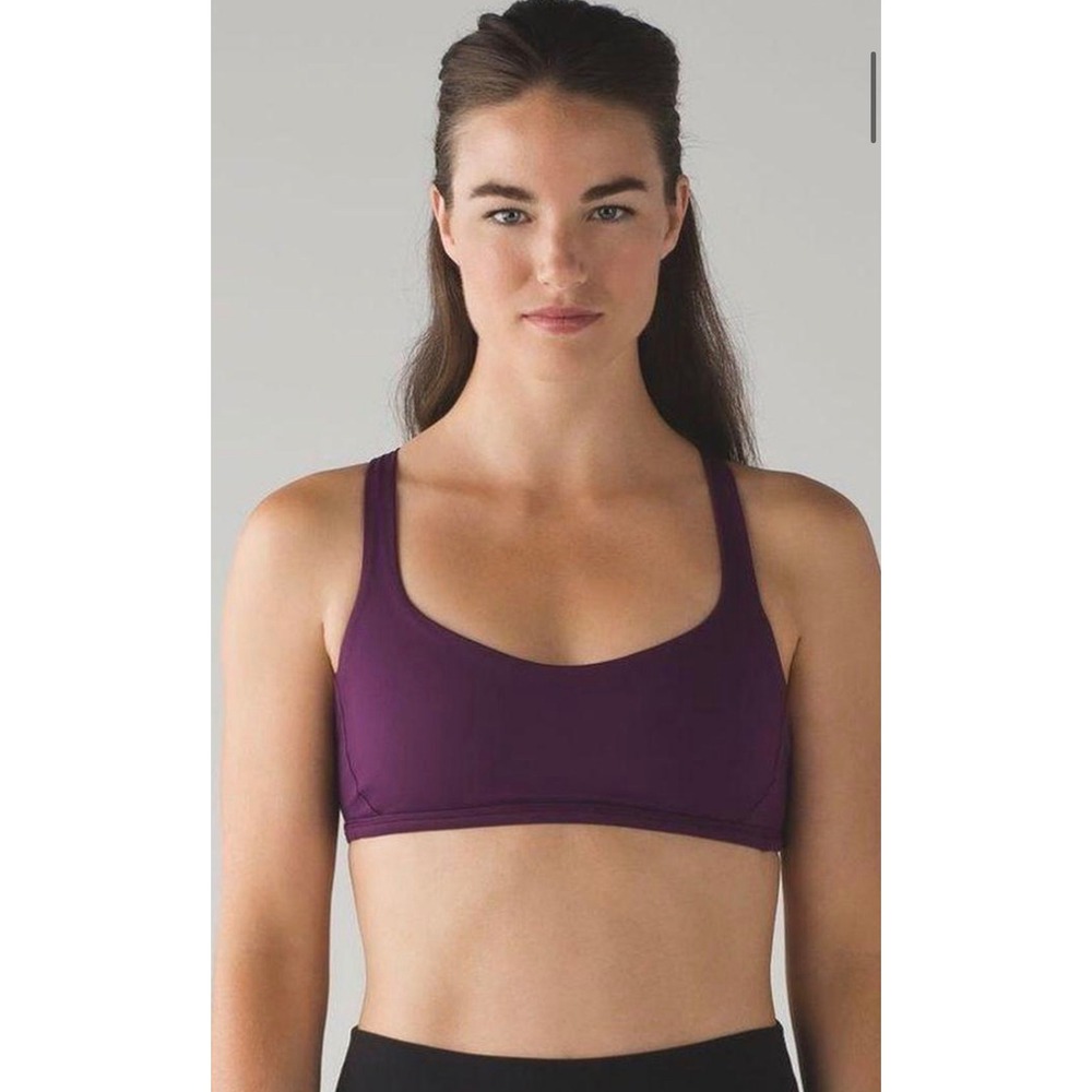Lululemon Free to Be Bra Wild Women's 4 Goodnight Plum Strappy Sports Bra
